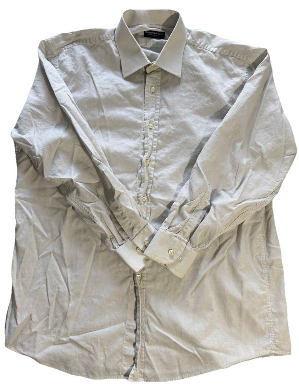 Vintage Burberrys Mens Dress Shirt 16.5 L Light Grey Long Sleeve 100% Cotton